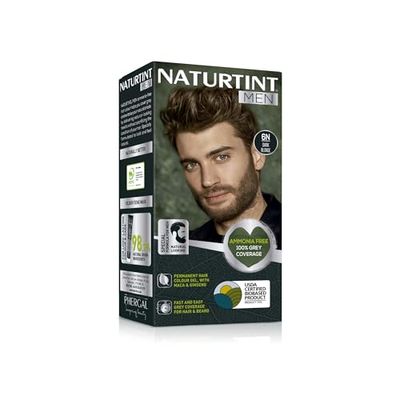 Naturtint Men Permanent Hair Colour Gel 6N Dark Blonde for Hair Beard and Moustache. Ammonia Free, up to 100% Grey Coverage, Natural Looking Long Lasting Results
