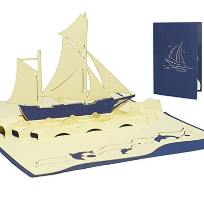 LIN-POP UP 3D wenskaarten felicitatiekaarten verjaardagskaarten schip, reisvoucher zeilboot