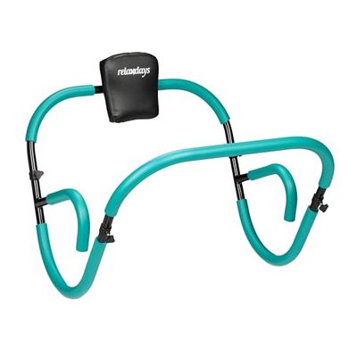 Relaxdays Buiktrainer, buikspiertrainer, HxBxD: 66 x 71 x 71 cm, effectieve training thuis, sit-ups, turquoise/zwart