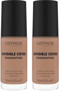Catrice Invisible Cover Foundation, n. 042C, Nude, idratante, a lunga durata, naturale, per pelle secca, vegana, senza olio, senza parabeni, senza particelle di microplastica, confezione da 2 (30 ml)