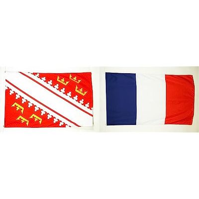 AZ FLAG - Drapeau Alsace - 150x90 cm - Drapeau Alsacien - Province D'Alsace 100% Polyester Avec Oeillets Métalliques Intégrés - Pavillon 110 g & Drapeau France - 150x90 cm - Pavillon 110 g