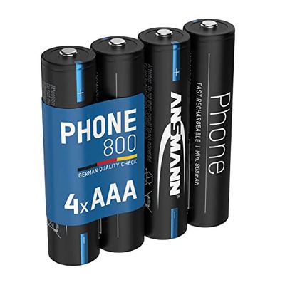 ANSMANN Telefoonaccu AAA 800 mAh NiMH 1,2 V - oplaadbare potloodbatterijen AAA voor DECT Phone met geringe zelfontlading, ideaal voor draadloze telefoons en babyfoons (4 stuks)