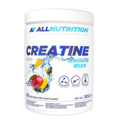ALLNUTRITION Creatine Muscle Max Food Suplement - Creatine Monohydrate with Taurine - Performance Boost and Muscle Recovery - No Added Sugar - Instant Powder 500g - Mango-BlackBerry