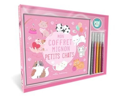 Mon coffret mignon Petits chats: Avec un livre de coloriage, 5 feutres et 15 stickers