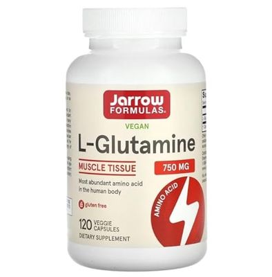 Jarrow Formulas L-Glutamine 750mg - 120 Vcaps - Complément pour Récupération Musculaire & Soutien Digestif de Haute Qualité