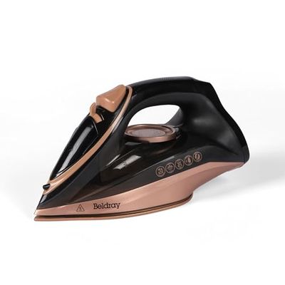 Beldray BEL01609RGF 2 in 1 Cordless Steam Iron - Use Corded or Cordless, 360° LED Charging Base, Ceramic Soleplate, Anti-Calc Function, 140g/min Steam Shot, 230ml Water Tank, 2600 W, Rose Gold
