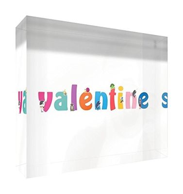 Little Helper Souvenir Décoratif en Acrylique Transparent Poli comme Diamant Style Illustratif Coloré avec le Nom de Jeune Fille Valentine 14,8 x 21 x 2 cm Grand