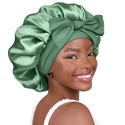 YANIBEST Satin Bonnet Silk Bonnet for Sleeping Double Layer Satin Lined Hair Bonnet with Tie Band Bonnets for Black Women