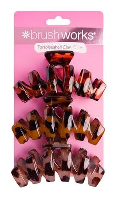 Brushworks Tortoiseshell Claw Clips - 3 Pack