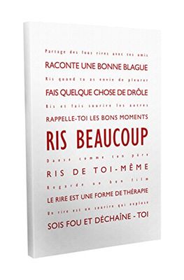 Feel Good Art Ris Beaucoup Toile sur Cadre Mural de Style Moderne/Typographique Rouge/Blanc 30 X 20 cm