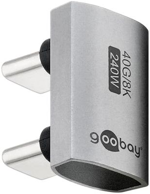 goobay Adaptador USB-C 240W 40 Gbit extensión 180° en Forma de U USB4 (Macho a Macho) / Adaptador USB 4.0 8K@60 Hz, Compatible con Versiones anteriores USB 3.1, USB 2.0, 74446