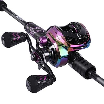 One Bass Hengel en haspel combo, Baitcasting Combo met SuperPolymer Handvat-Zwart-1.8M -Rechtshandig