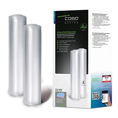 CASO Rotoli di pellicola professionale a 6 stelle, 30 x 600 cm, 2 rotoli, sacchetti sottovuoto per tutti i sottovuoto, resistenti e antistrappo, circa 150 μm, sacchetti sottovuoto per alimenti, senza