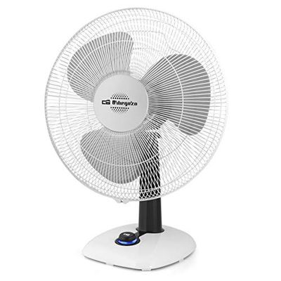 Orbegozo TF 0143 - Ventilateur de table, oscillant, 3 vitesses, hélices de 40 cm de diamètre, poignée, 50 W, témoin lumineux à LED, blanc