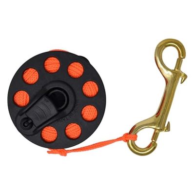 Scuba-Choice Scuba Diving Compact Finger Spool with Plastic Handle, 65', Orange Line