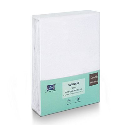 Family Bedding Protetor de colchão impermeável duplo, toalha de tecido ultra macia e extra profunda, super absorvente e lavável na máquina para cama de casal
