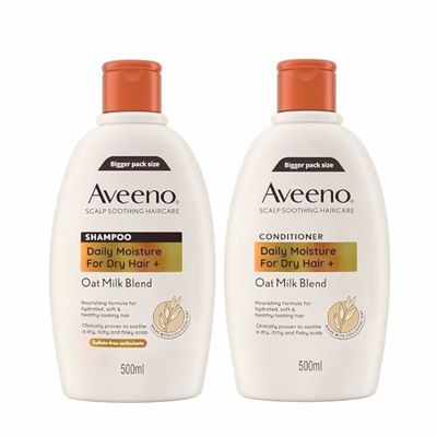 Bundle of Aveeno Haircare Daily Moisture Oat Milk Blend Shampoo, 500ml + Aveeno Haircare Daily Moisture Oat Milk Blend Conditioner, 500ml
