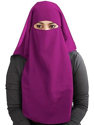 MyBatua 3 Layers Saudi Niqab In Breathable Georgette, Wholesale Price, 1pc Face Veil NQ-003 (Wine)