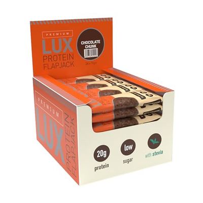Premium LUX Protein Flapjack Bars - High Protein, Low Sugar Snack – Bodybuilding Warehouse - Chocolate Chunk (24 x 75g)