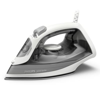 Philips Serie 2000 Ferro da stiro - Fino a 25g/min di vapore. 2000W. Serbatoio 250ml. 4 Impostazioni del vapore. Piastra in ceramica. Leggero per una stiratura rapida e facile. Grigio (DST2020/80)