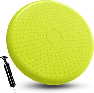 G5 HT SPORT Proprioceptieve Air Balance Pad, inclusief pomp, diameter 35 cm, meerdere kleuren, opblaasbaar kussen voor eigen vermogen, evenwicht en revalidatie, training en balansbord (limoengroen)
