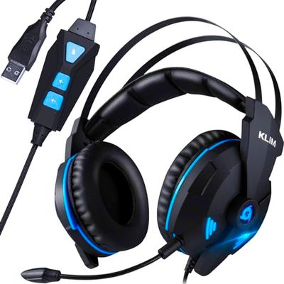 KLIM Impact V2 – Cascos Gaming USB - Sonido Envolvente 7.1 + Aislante de Ruidos - Audio de Alta Definición + Potentes Bajos – Auriculares de Diadema con Micrófono para Videojuegos PC PS4 + Cascos PS5