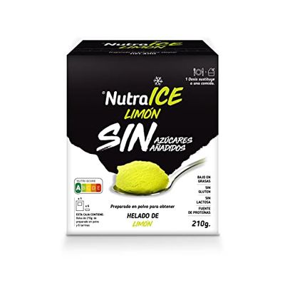 NUTRAICE Gelato in polvere senza zuccheri aggiunti Include 6 vasine di monodose senza glutine, senza lattosio e ad alto contenuto proteico Peso totale 210 gr. Vari sapori (Limone)