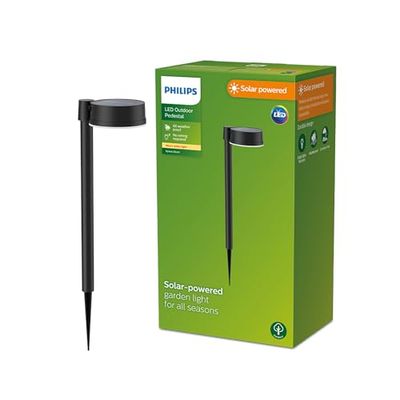 Philips LED Vynce Paletto Solare da Parete per Esterni, Quadrata, Luce Bianca Calda, 1.5W, IP44, Nero