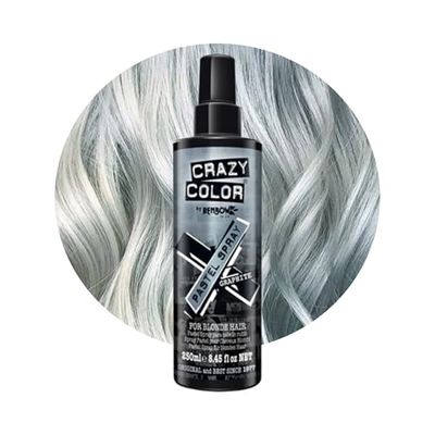 Crazy Color Graphite Temporary Pastel Hair Spray | Steel Grey Pigment. 1-3 washes. 250ml.