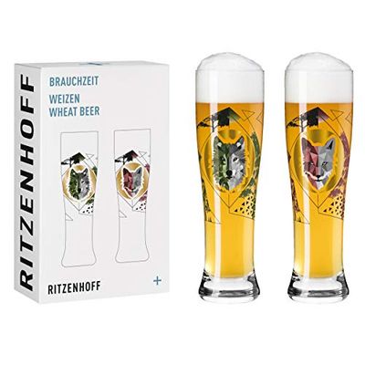 RITZENHOFF 3481002 Brauchzeit 2 Wheat Beer Glass Set, Multicoloured
