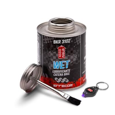1000 Miglia BKR 3102-400 ml Can, Wet Lube Bike Chain, for Wet and Muddy Weather Conditions, Brush included