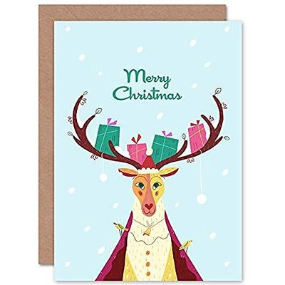 Wee Blue Coo Cute Stag Christmas Card