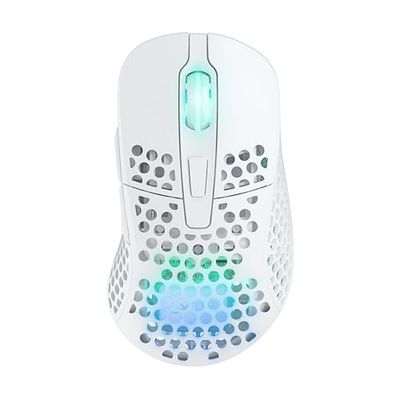 Xtrfy M4 Wireless, draadloze ultralichte gamingmuis, geoptimaliseerd voor e-sports, 2,4 GHz draadloos, RGB-verlichting, aanpasbare ergonomische rechtshandige muis, oplaadbaar, Wit