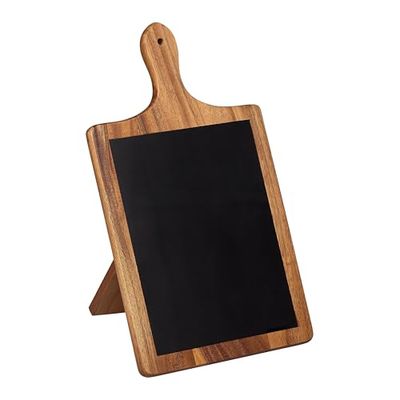 Tala Grand tableau noir style pagaie avec support, design en bois d'acacia laqué, idéal pour menus, spéciaux, signalisation et messages, convient pour restaurant, pub, café et usage domestique,