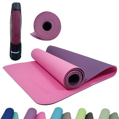 Bicolor yogamat, paars-roze, 4 mm, PVC-vrij, in draagtas