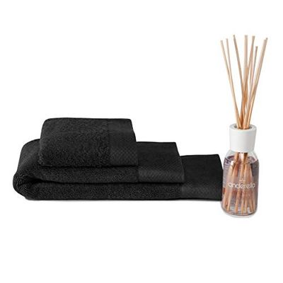 Seahorse Bath Linen Set, Cotton, Black, 50x30x10 cm