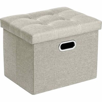 COSYLAND Zitbank met opbergruimte, opvouwbare zitbank voor hal, woonkamer en slaapkamer, stabiele zitkist met opbergruimte, belastbaar tot 130 kg, 43 x 33 x 33 cm (beige)