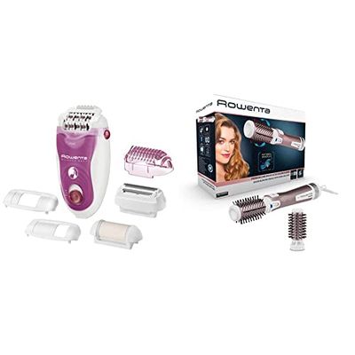 Rowenta EP5660 Silence Soft Epilatore, Epilazione Silenziosa per Gambe con la Tecnologia Micro-Contact & CF9540 Brush Activ Premium Care Spazzola Rotante e Asciugante per Volume, 1000 W