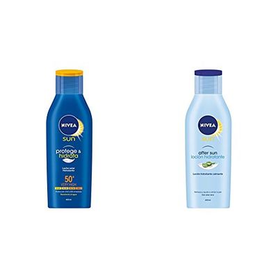 Nivea 50+ Leche Solar Hidratante + Nivea Loción After Sun, 400 ml