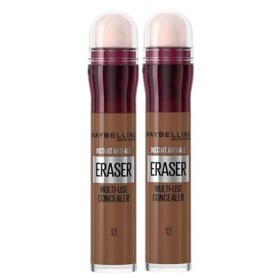 Maybelline Instant Anti Age Eraser Eye Concealer, Dark Circles and Blemish Concealer, Ultra Blendable Formula, 13 Cocoa (Pack of 2)