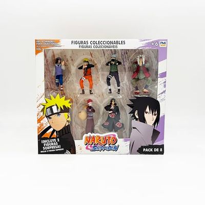 Bizak Naruto Pack de 8 Figuras en Caja Deluxe, 7 cm, Incluye 2 Figuras Ocultas de Edición Especial, +6 años, (64111270-1)