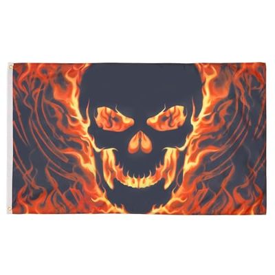 AZ FLAG Bandiera Teschio con Fuoco 150x90cm - Bandiera dei Pirati – Pirata 90 x 150 cm