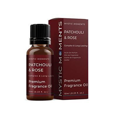 Mystic Moments | Olio di fragranze patchouli e rosa - 10 ml - perfetto per saponi, candele, bombe da bagno, bruciatori di olio, diffusori e articoli per la cura della pelle e dei capelli