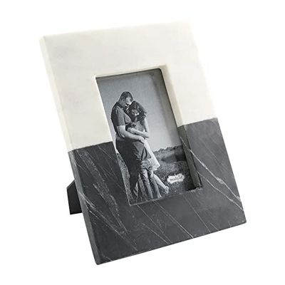 Mud Pie Black and White Marble Frame, 4 x 6