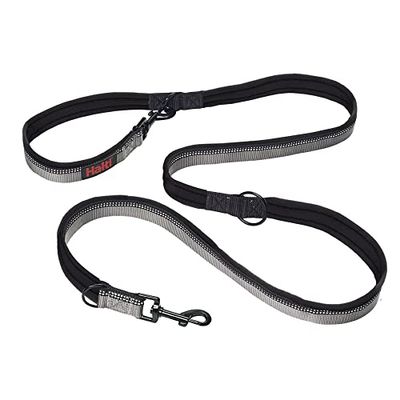 Company of Animals Correa HALTI Doble Enganche, Acolchado de Neopreno, Reflectante 3M, Ajustable, Talla S, Negro