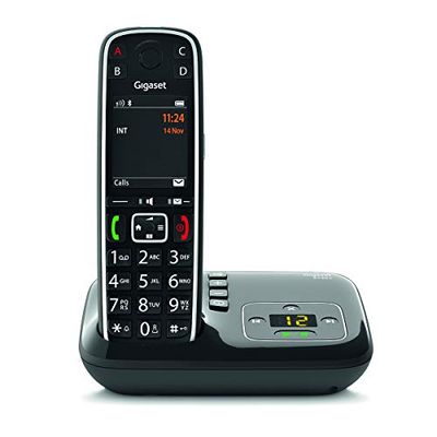 Gigaset E720A - Téléphone fixe sans fil avec répondeur intégré, larges touches et grand écran couleur rétroéclairés, nombreuses fonctions pour la protection contre les appels indésirables - Noir