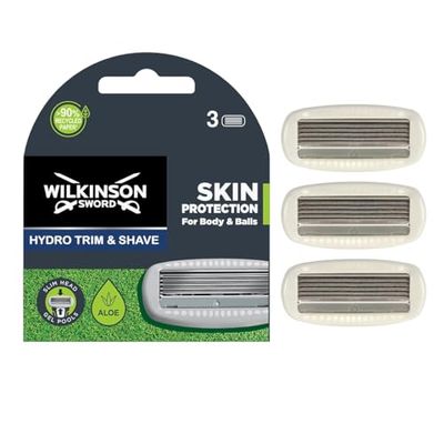 Wilkinson Sword - "Hydro Trimmer - Body &Balls" - Testine Ricaricabili - 5 Lame con Gel all'Aloe - Confezione x3