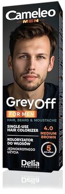 Cameleo Crème de couleur pour hommes - Marron clair - Gris - Teinture jetable en 2 poches - Pour cheveux, barbe et moustache - Facile à utiliser en 5 minutes - Effet de couleur naturel - 0% parabène