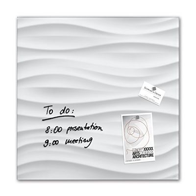 SIGEL GL256 Lavagna magnetica in vetro premium, superficie lucida, 48 x 48 cm, montaggio facile, bianco, Artverum