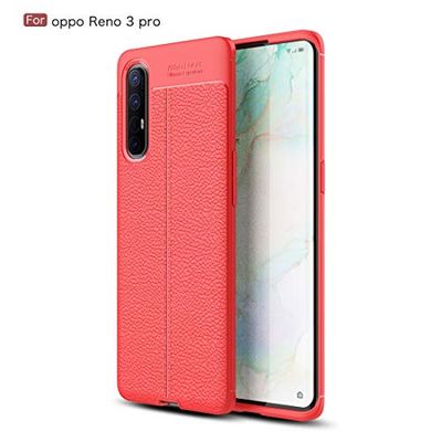 LICHONGGUI For OPPO Reno 3 Caso a Prueba de Golpes de TPU Pro Litchi Textura (Color : Red)